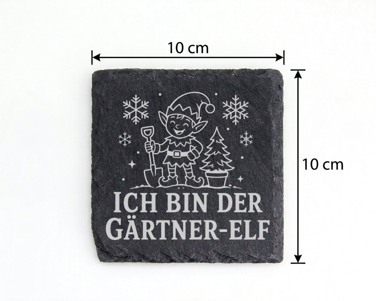 Schiefer Untersetzer Ich bin der Gärtner-Elf - Lustiges Weihnachten Ge – Bild 4