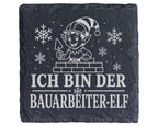 Schiefer Untersetzer Ich bin der Bauarbeiter-Elf - Lustiges Weihnachte – Bild 1