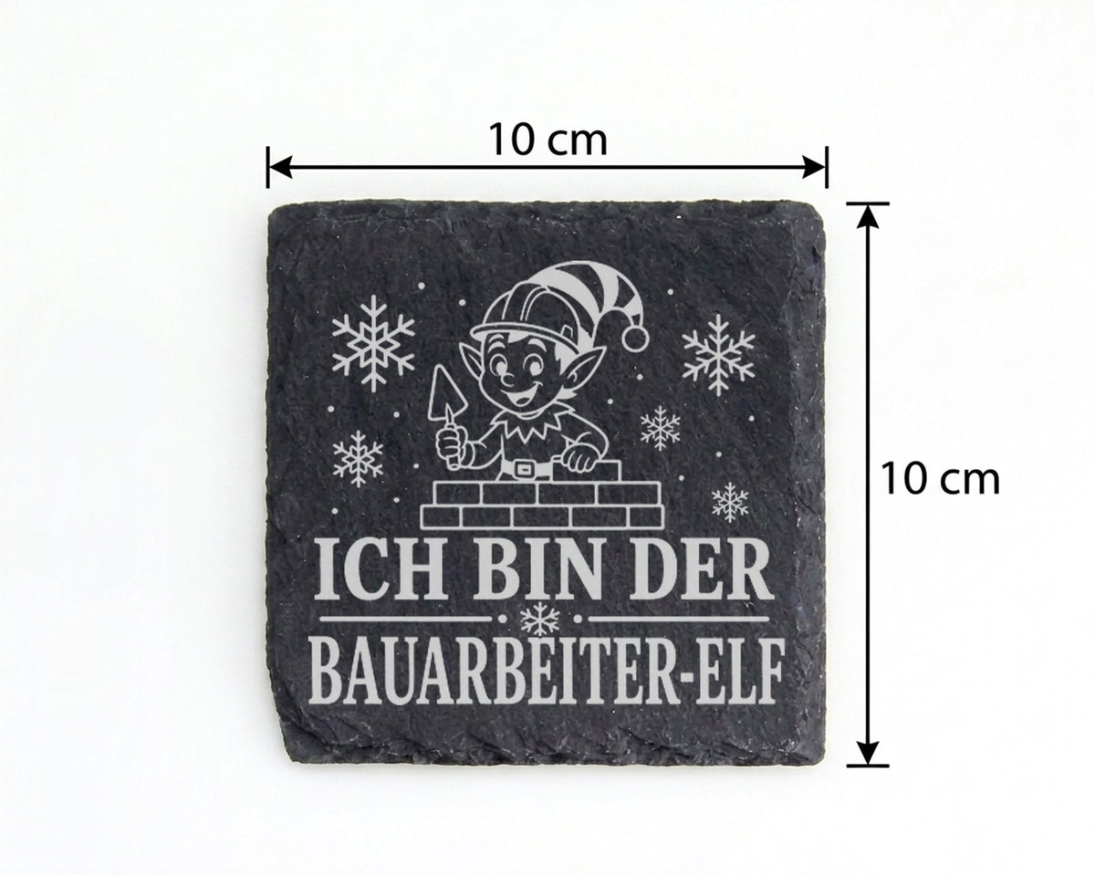 Schiefer Untersetzer Ich bin der Bauarbeiter-Elf - Lustiges Weihnachte – Bild 4