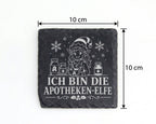 Schiefer Untersetzer Ich bin die Apotheken-Elfe - Lustiges Weihnachten – Bild 4
