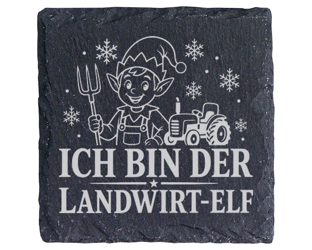 Schiefer Untersetzer Ich bin der Landwirt-Elf - Lustiges Weihnachten G – Bild 1