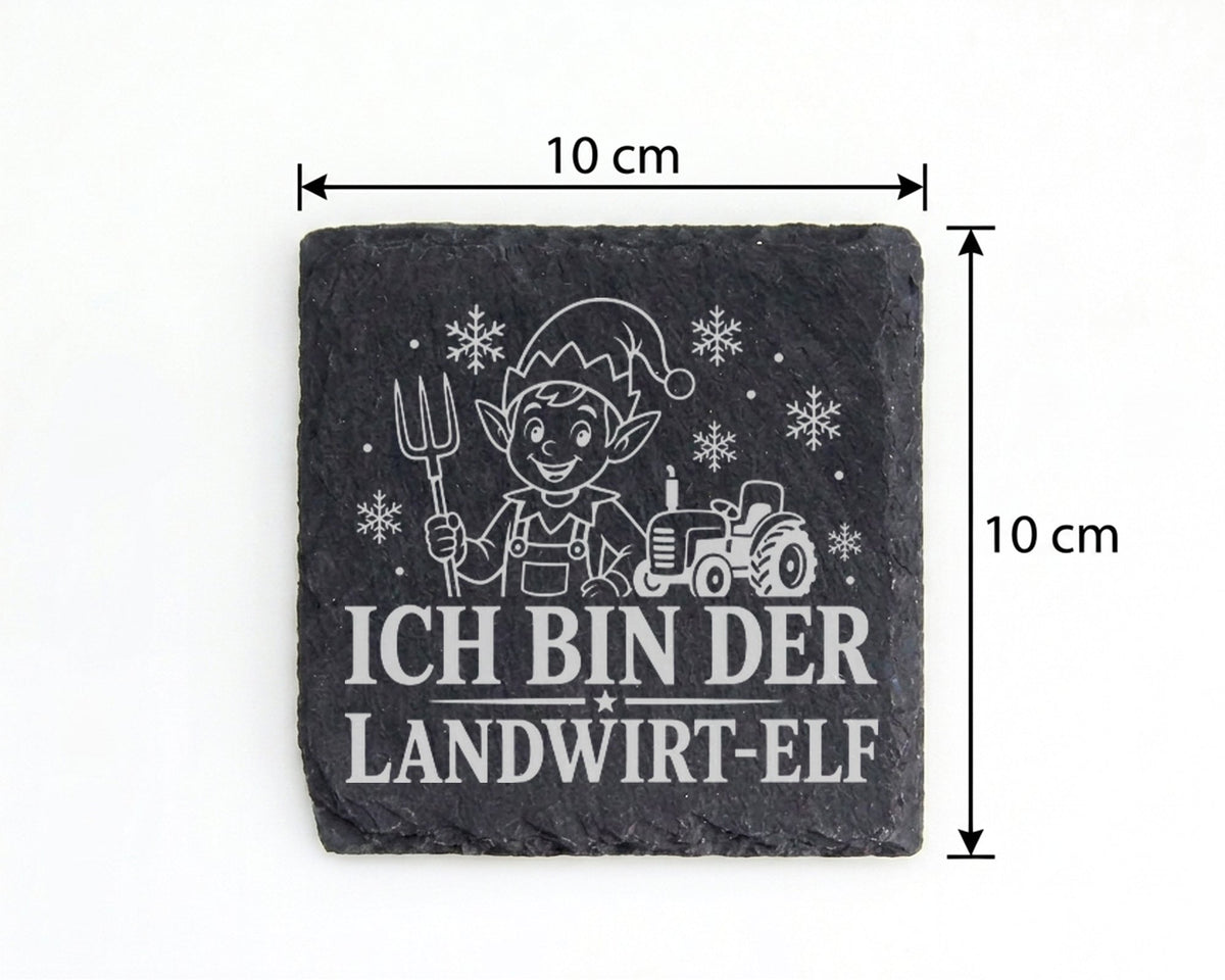 Schiefer Untersetzer Ich bin der Landwirt-Elf - Lustiges Weihnachten G – Bild 4