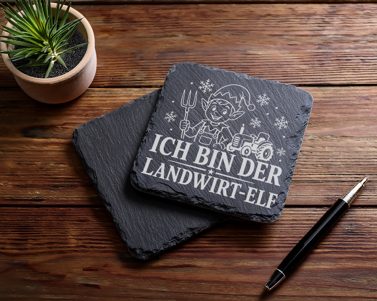 Schiefer Untersetzer Ich bin der Landwirt-Elf - Lustiges Weihnachten G – Bild 5
