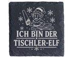 Schiefer Untersetzer Ich bin der Tischler-Elf - Lustiges Weihnachten G – Bild 1
