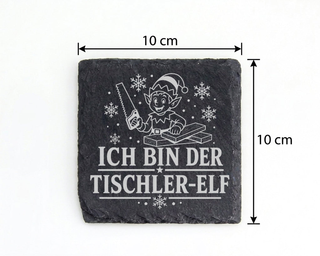 Schiefer Untersetzer Ich bin der Tischler-Elf - Lustiges Weihnachten G – Bild 4