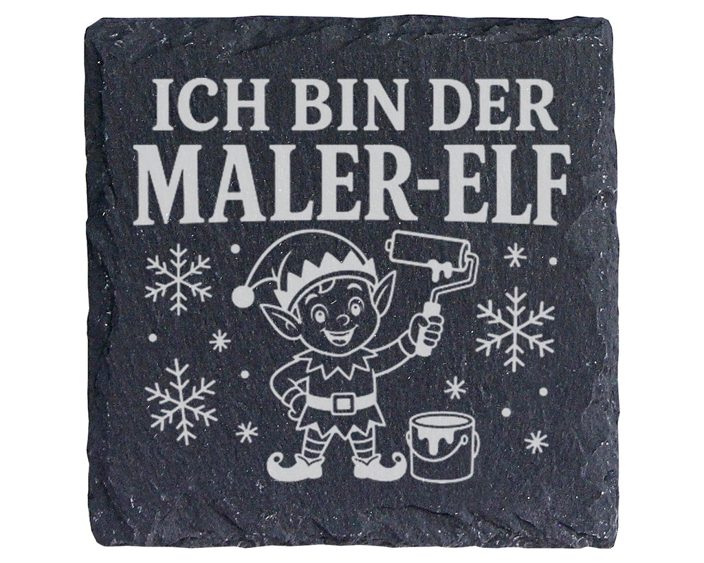Schiefer Untersetzer Ich bin der Maler-Elf - Lustiges Weihnachten Gesc – Bild 1