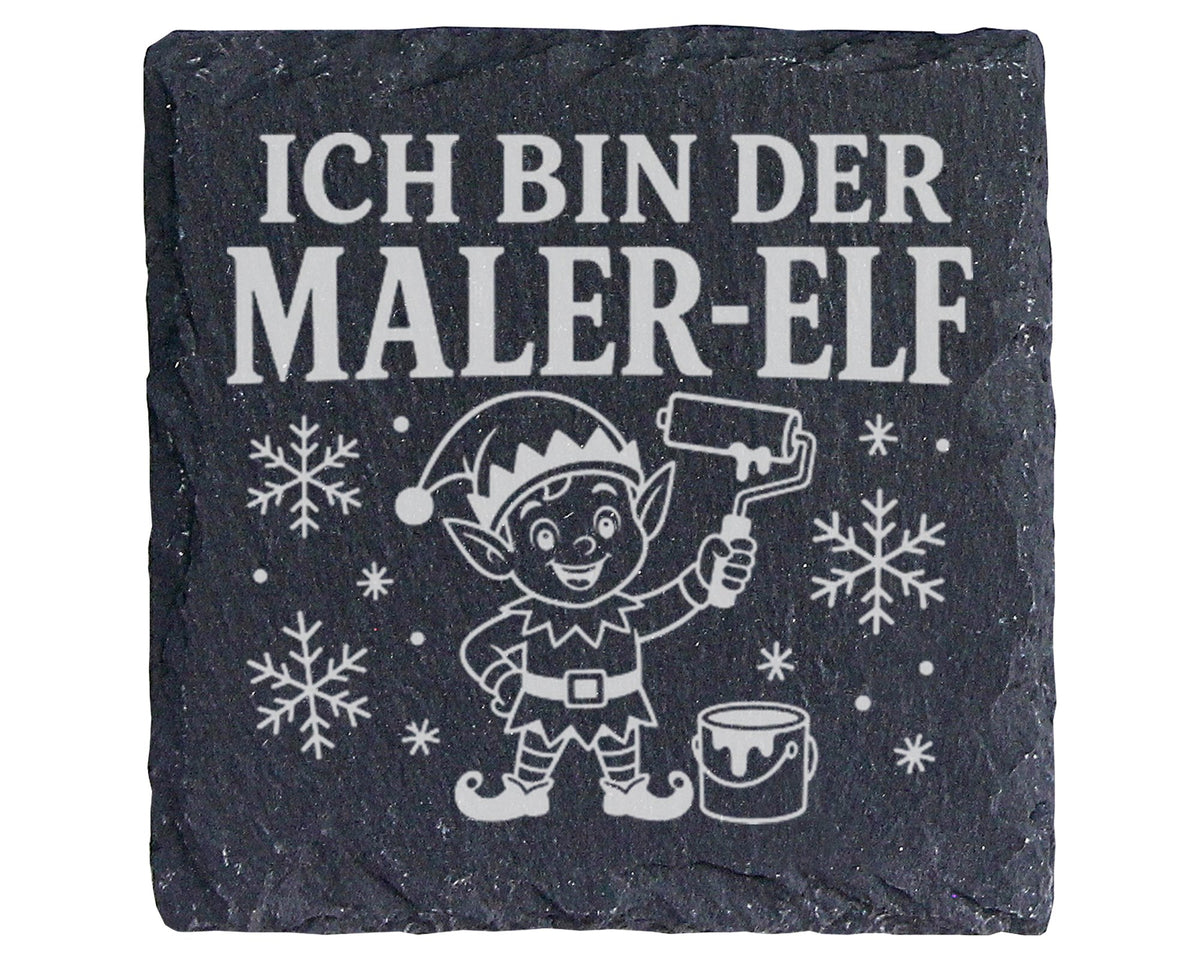 Schiefer Untersetzer Ich bin der Maler-Elf - Lustiges Weihnachten Gesc – Bild 1