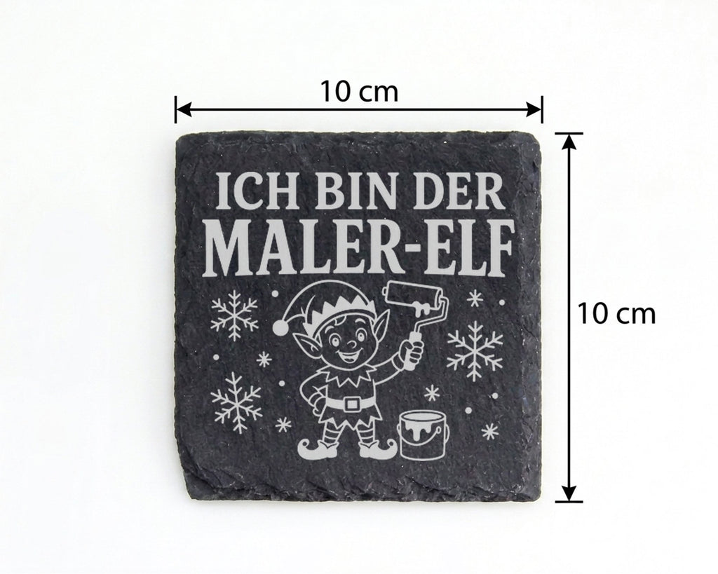 Schiefer Untersetzer Ich bin der Maler-Elf - Lustiges Weihnachten Gesc – Bild 4