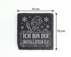 Schiefer Untersetzer Ich bin der Installateur-Elf - Lustiges Weihnacht – Bild 4