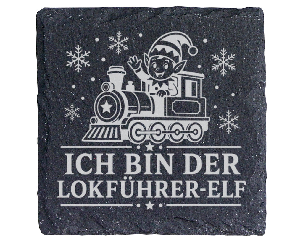 Schiefer Untersetzer Ich bin der Lokführer-Elf - Lustiges Weihnachten  – Bild 1
