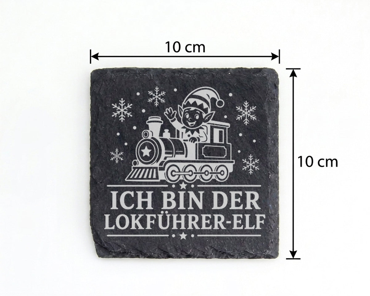 Schiefer Untersetzer Ich bin der Lokführer-Elf - Lustiges Weihnachten  – Bild 4