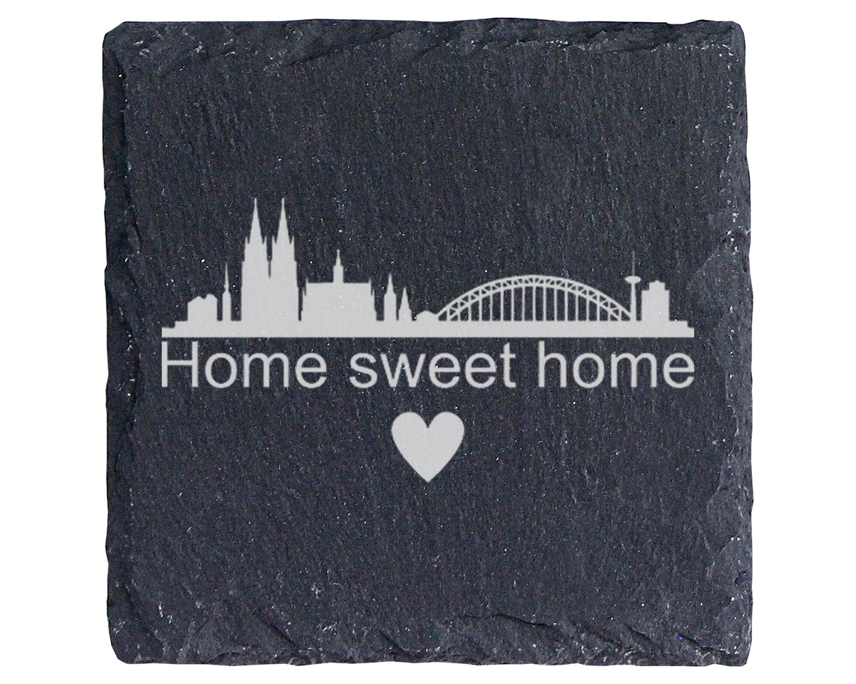 Schiefer Untersetzer Köln Skyline Home Sweet - Geschenk für Kölner - S – Bild 1