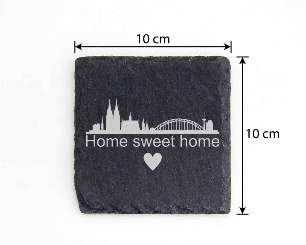 Schiefer Untersetzer Köln Skyline Home Sweet - Geschenk für Kölner - S – Bild 4