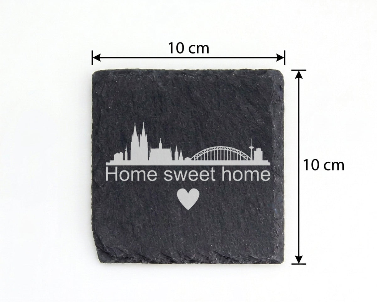Schiefer Untersetzer Köln Skyline Home Sweet - Geschenk für Kölner - S – Bild 4