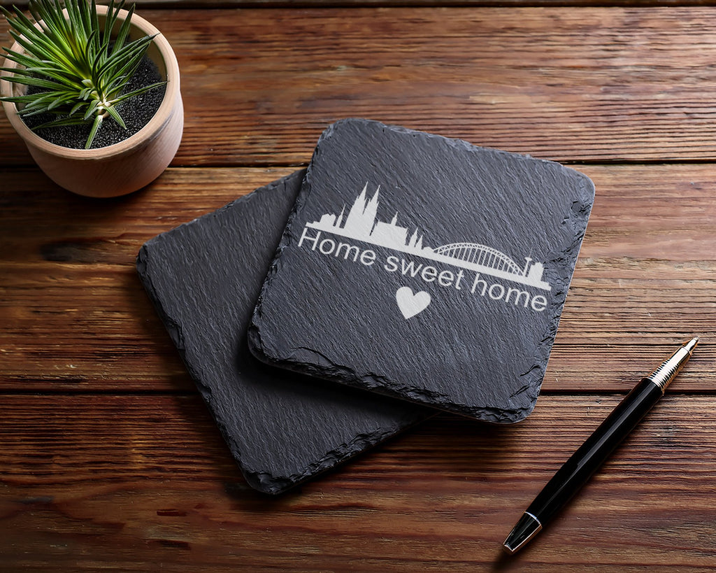 Schiefer Untersetzer Köln Skyline Home Sweet - Geschenk für Kölner - S – Bild 5