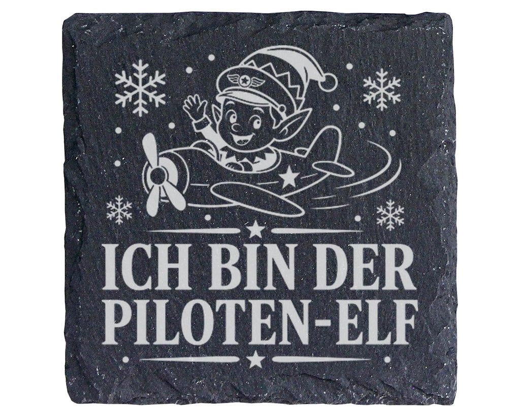 Schiefer Untersetzer Ich bin der Piloten-Elf - Lustiges Weihnachten Ge – Bild 1