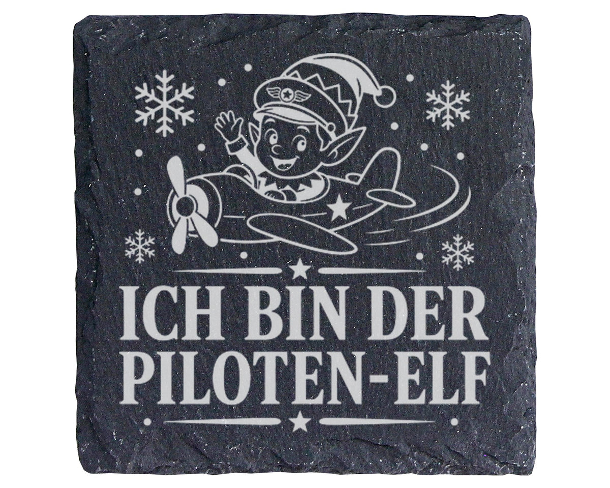 Schiefer Untersetzer Ich bin der Piloten-Elf - Lustiges Weihnachten Ge – Bild 1