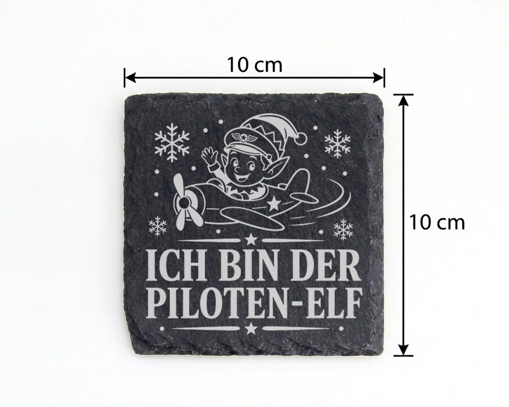 Schiefer Untersetzer Ich bin der Piloten-Elf - Lustiges Weihnachten Ge – Bild 4
