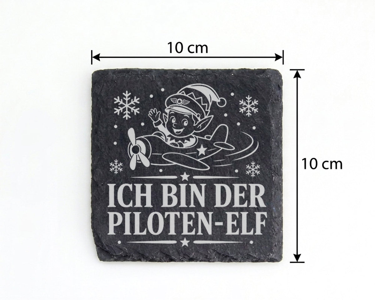 Schiefer Untersetzer Ich bin der Piloten-Elf - Lustiges Weihnachten Ge – Bild 4