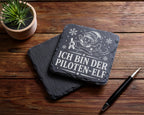 Schiefer Untersetzer Ich bin der Piloten-Elf - Lustiges Weihnachten Ge – Bild 5