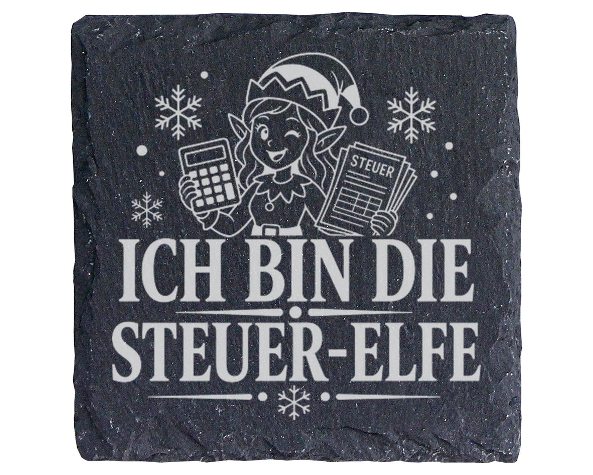Schiefer Untersetzer Ich bin die Steuer-Elfe - Lustiges Weihnachten Ge – Bild 1