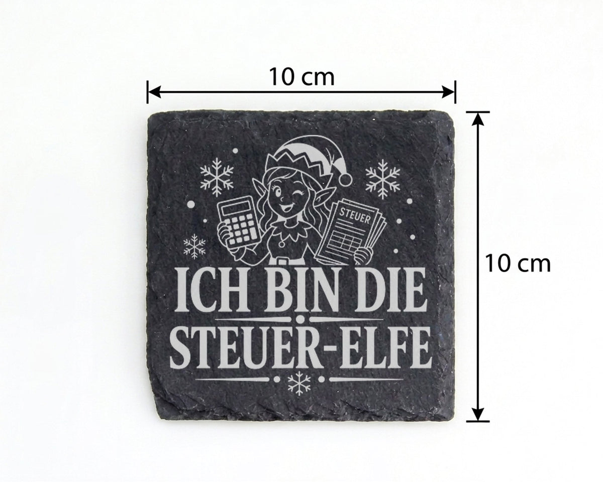 Schiefer Untersetzer Ich bin die Steuer-Elfe - Lustiges Weihnachten Ge – Bild 4