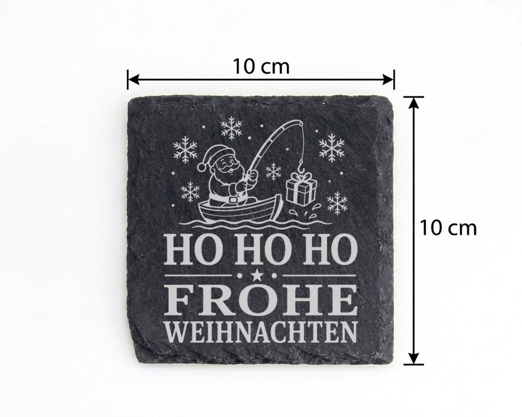 Schiefer Untersetzer Angeln Weihnachtsmann - Frohe Weihnachten Geschen – Bild 4