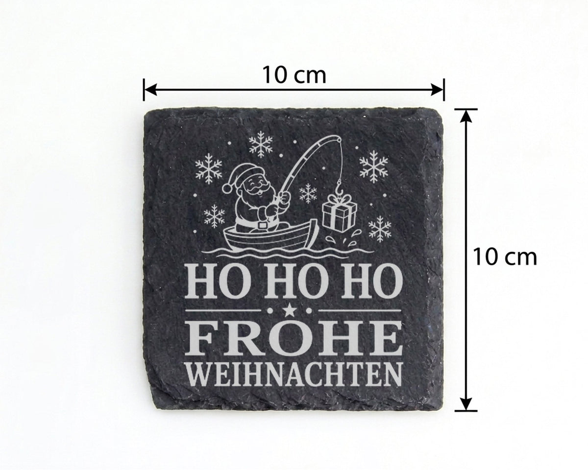 Schiefer Untersetzer Angeln Weihnachtsmann - Frohe Weihnachten Geschen – Bild 4