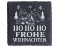 Schiefer Untersetzer Camping Weihnachtsmann am Lagerfeuer - Frohe Weih – Bild 1