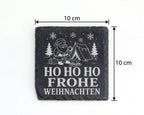 Schiefer Untersetzer Camping Weihnachtsmann am Lagerfeuer - Frohe Weih – Bild 4