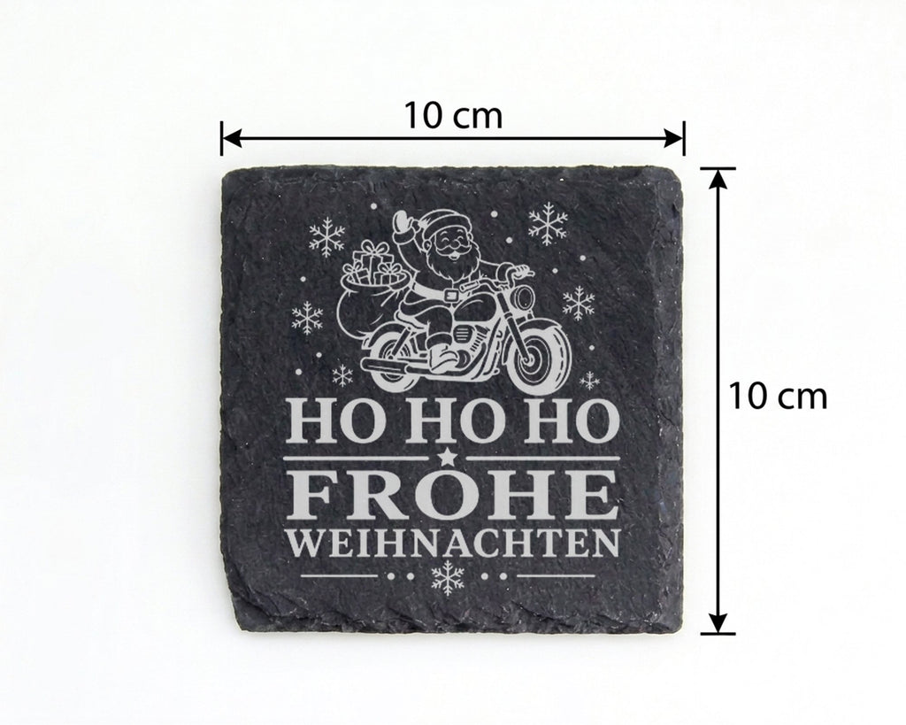 Schiefer Untersetzer Motorrad Weihnachtsmann - Frohe Weihnachten Gesch – Bild 4