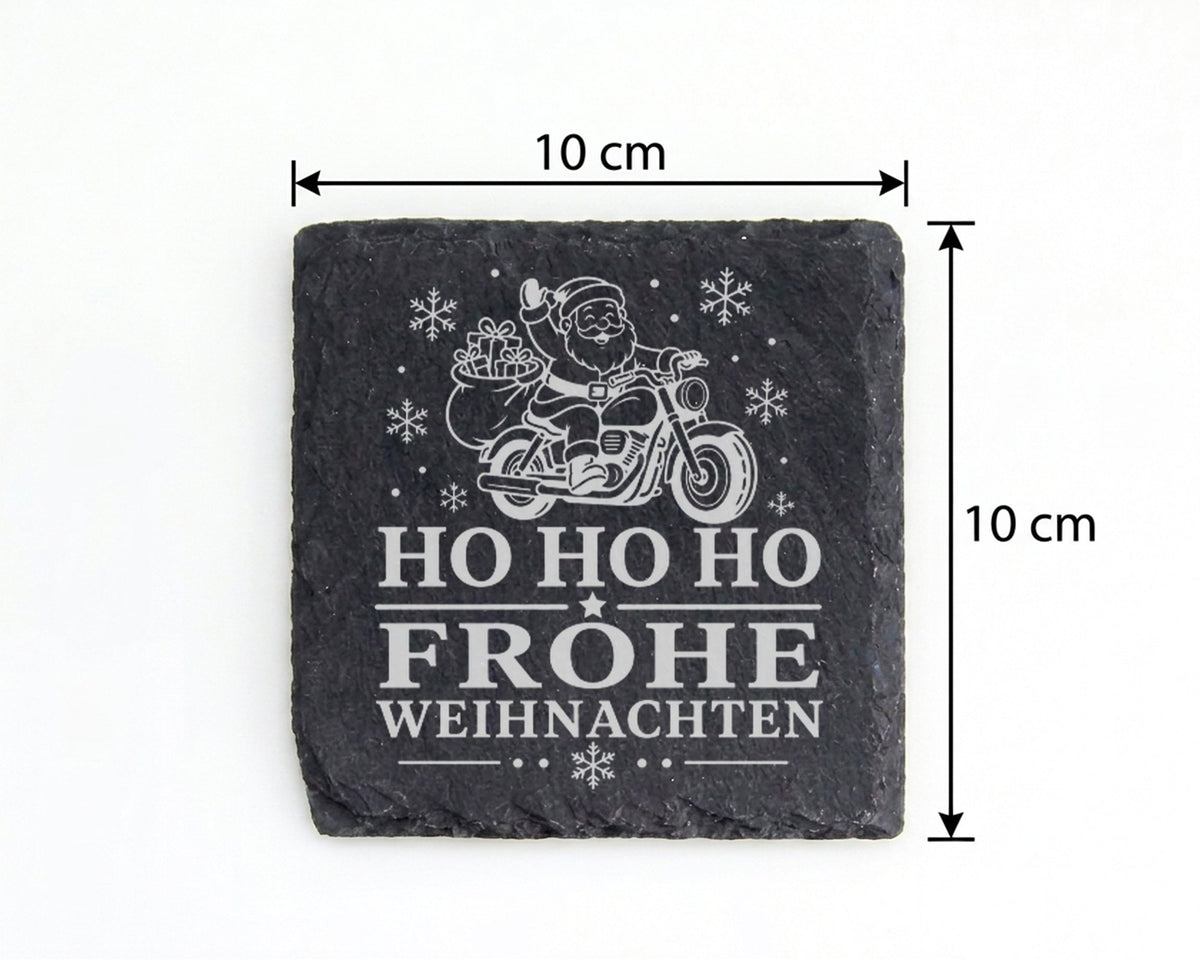Schiefer Untersetzer Motorrad Weihnachtsmann - Frohe Weihnachten Gesch – Bild 4