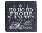 Schiefer Untersetzer Trecker Weihnachtsmann auf dem Traktor - Frohe We – Bild 1