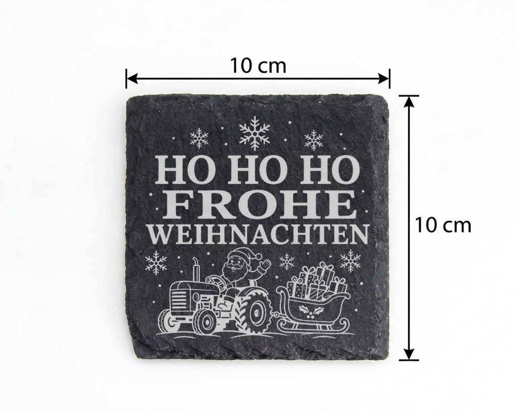 Schiefer Untersetzer Trecker Weihnachtsmann auf dem Traktor - Frohe We – Bild 4