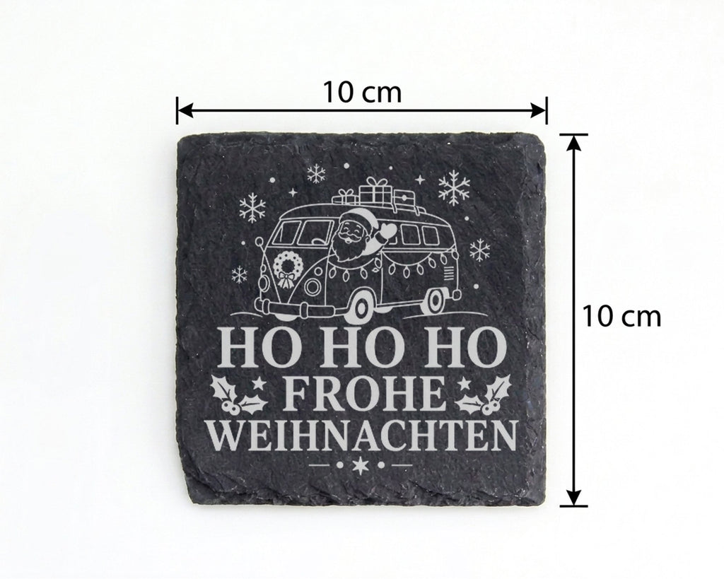 Schiefer Untersetzer Wohnmobil Weihnachtsmann im Campingbus - Frohe We – Bild 4