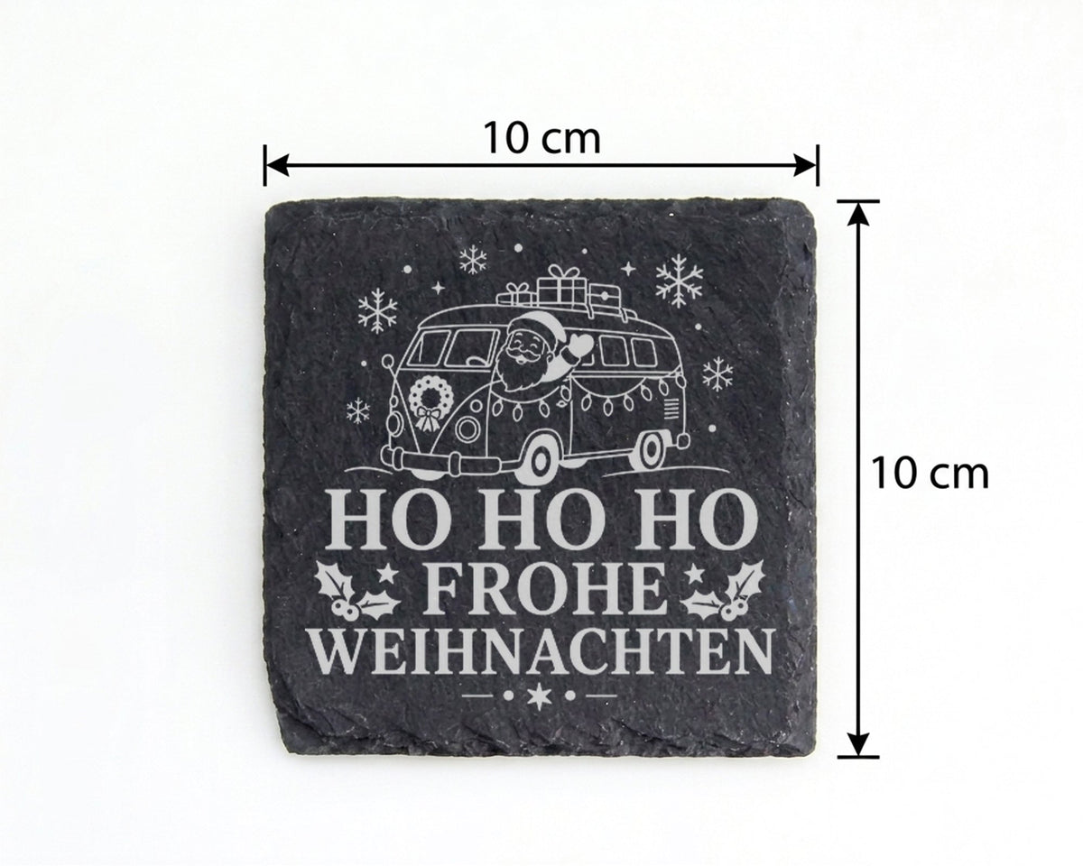 Schiefer Untersetzer Wohnmobil Weihnachtsmann im Campingbus - Frohe We – Bild 4