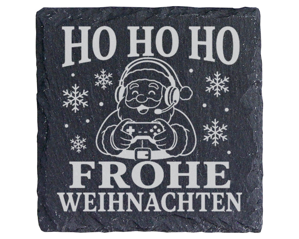 Schiefer Untersetzer Gaming Weihnachtsmann - Frohe Weihnachten Geschen – Bild 1