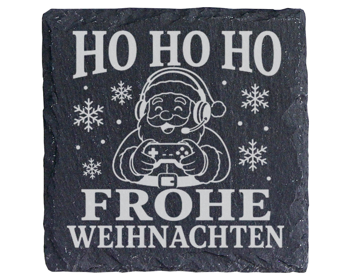 Schiefer Untersetzer Gaming Weihnachtsmann - Frohe Weihnachten Geschen – Bild 1