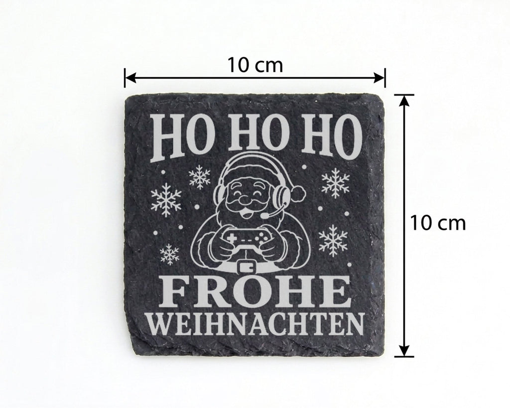 Schiefer Untersetzer Gaming Weihnachtsmann - Frohe Weihnachten Geschen – Bild 4