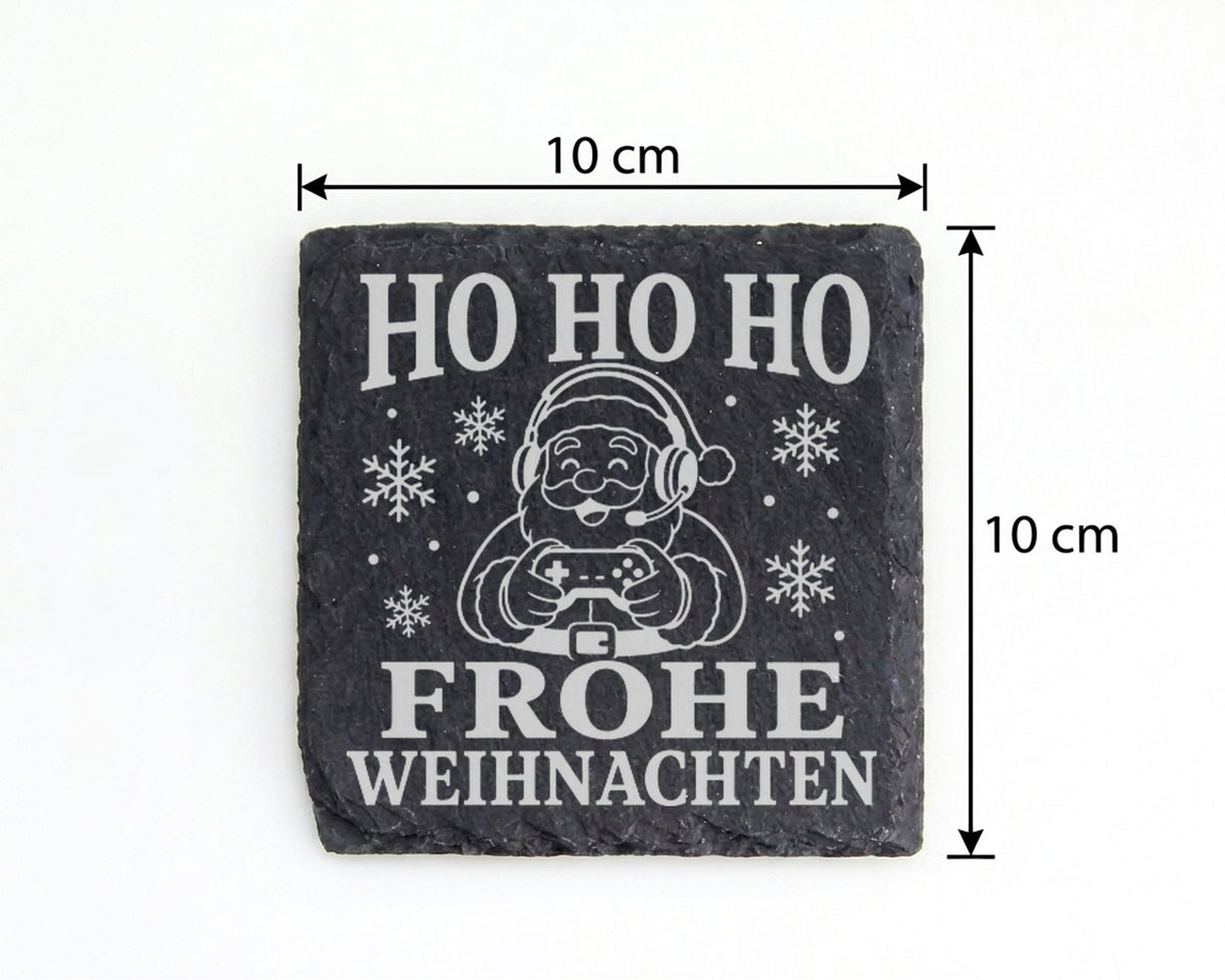 Schiefer Untersetzer Gaming Weihnachtsmann - Frohe Weihnachten Geschen – Bild 4