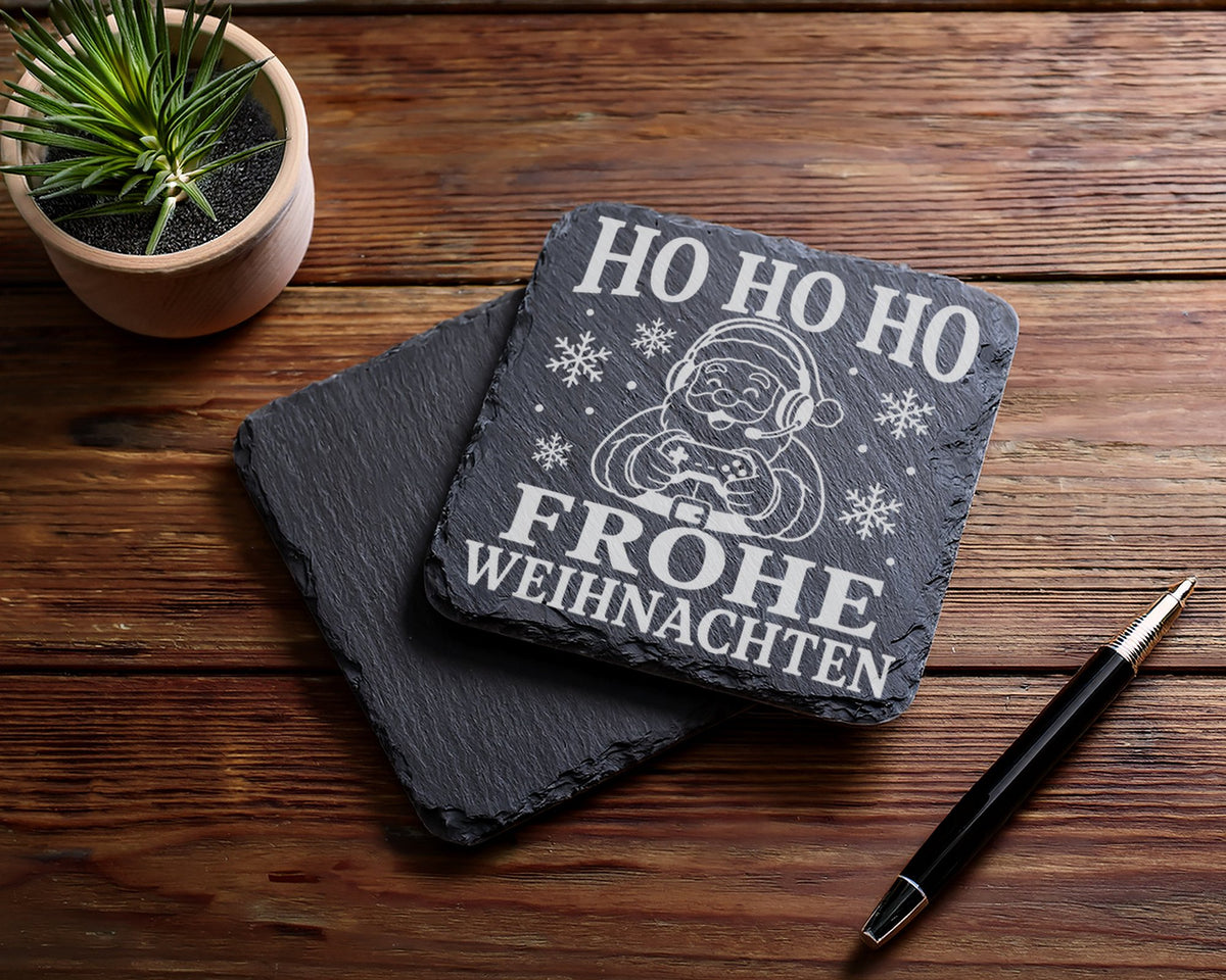 Schiefer Untersetzer Gaming Weihnachtsmann - Frohe Weihnachten Geschen – Bild 5