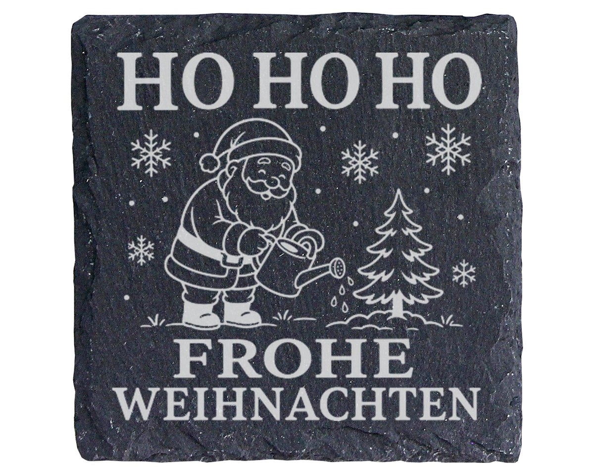 Schiefer Untersetzer Garten Weihnachtsmann - Frohe Weihnachten Geschen – Bild 1