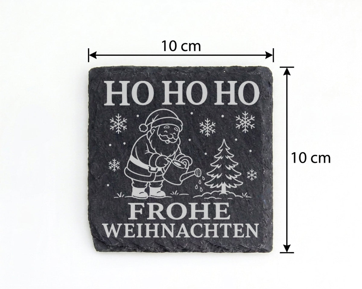 Schiefer Untersetzer Garten Weihnachtsmann - Frohe Weihnachten Geschen – Bild 4