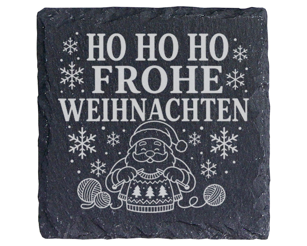 Schiefer Untersetzer Stricken Weihnachtsmann - Frohe Weihnachten Gesch – Bild 1