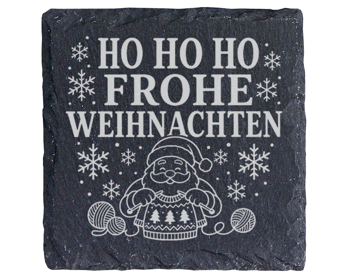 Schiefer Untersetzer Stricken Weihnachtsmann - Frohe Weihnachten Gesch – Bild 1