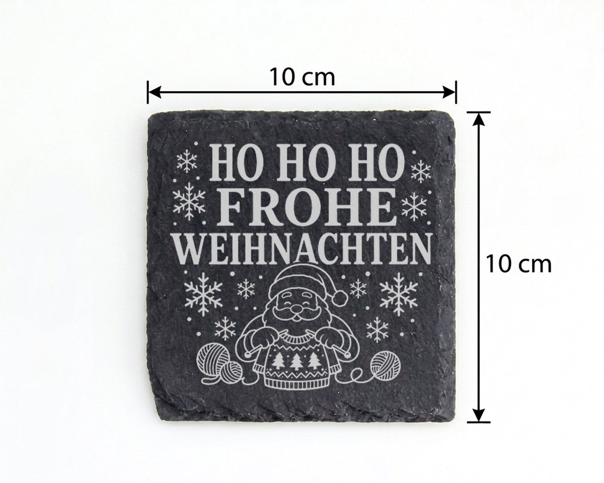 Schiefer Untersetzer Stricken Weihnachtsmann - Frohe Weihnachten Gesch – Bild 4