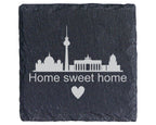 Schiefer Untersetzer Berlin Skyline Home Sweet - Geschenk für Berliner – Bild 1