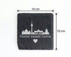 Schiefer Untersetzer Berlin Skyline Home Sweet - Geschenk für Berliner – Bild 4
