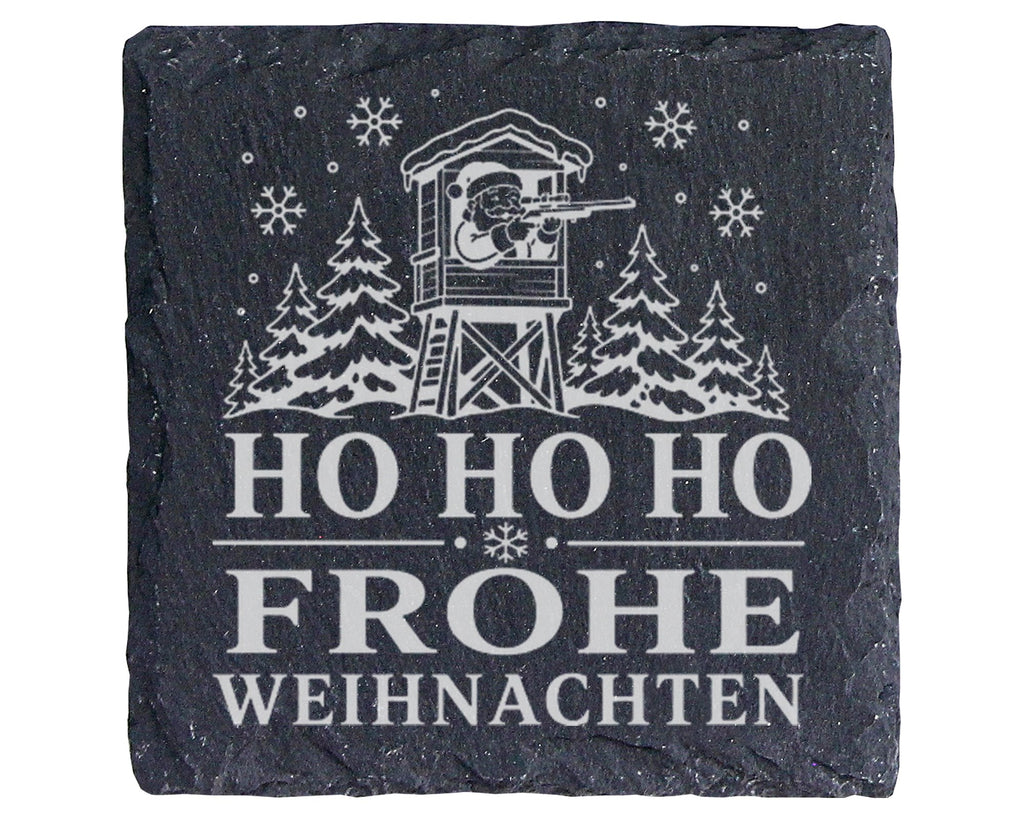 Schiefer Untersetzer Jäger Weihnachtsmann - Frohe Weihnachten Geschenk – Bild 1