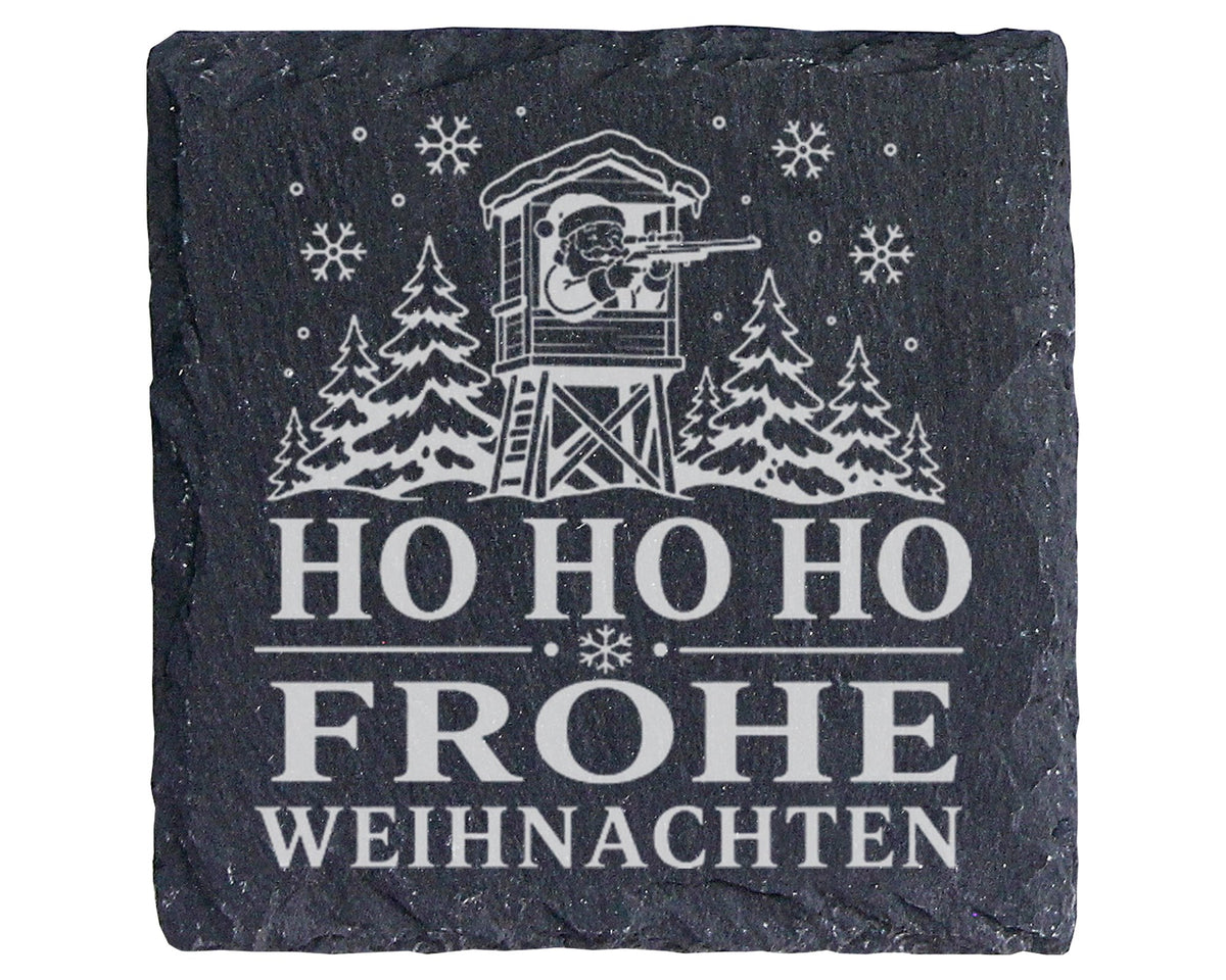 Schiefer Untersetzer Jäger Weihnachtsmann - Frohe Weihnachten Geschenk – Bild 1